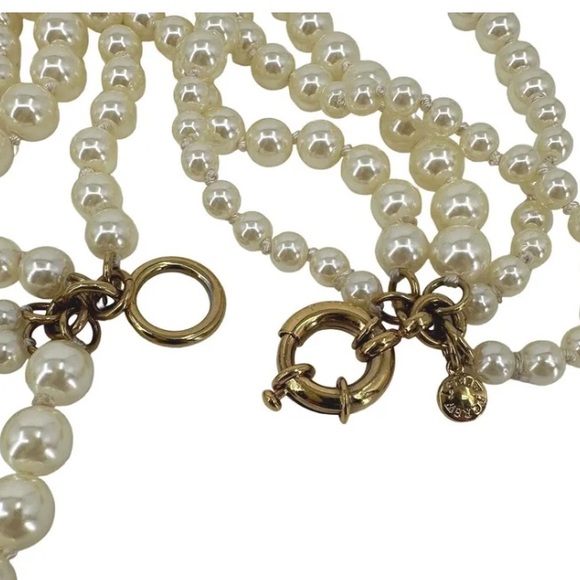 Vintage J Crew 5 Strand Twisted Hammock Necklace With Simulated Pearls. - Picture 2 of 7